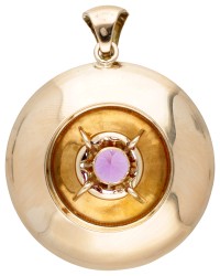 Vintage 18 kt. geelgouden hanger bezet met ca. 2.16 ct. robijn.