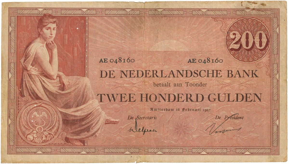 Nederland . 200 gulden . Bankbiljet. Type 1921. Type Grietje Seel. - Fraai.