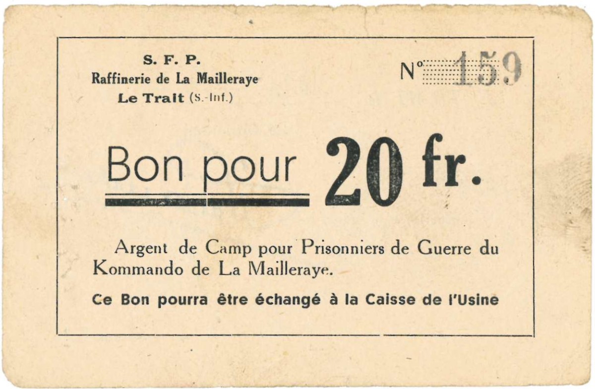 France. 20 francs. Bon. Type 1945. Type Kommando de La Mailleraye. - Fine +.