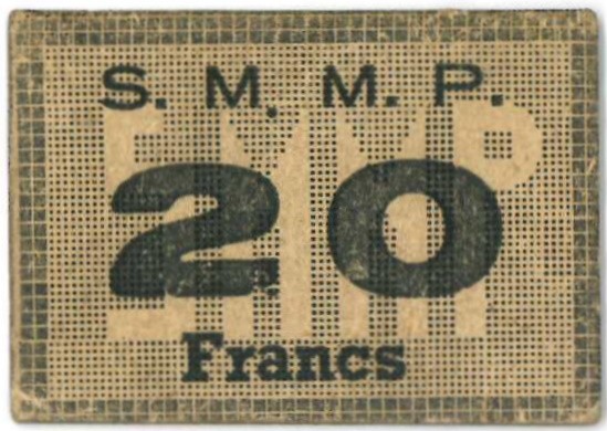 Francs. 20 francs. Bon. Type ND. Type S.M.M.P. (Societé Minière et Metallurgique de la Pennaroya à Noyelles-Godault). - Extremely fine.