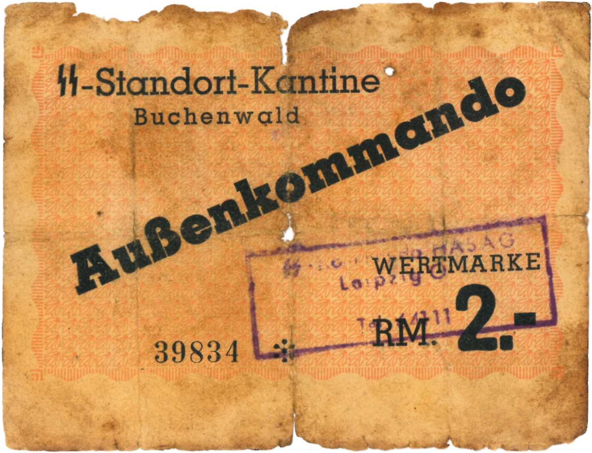Germany. 2 RM. Banknote. Type ND. Type Buchenwald. - Very good.