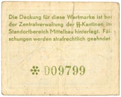 Germany. 0,1 RM. Banknote. Type ND. Type Mittelbau. - Very fine.