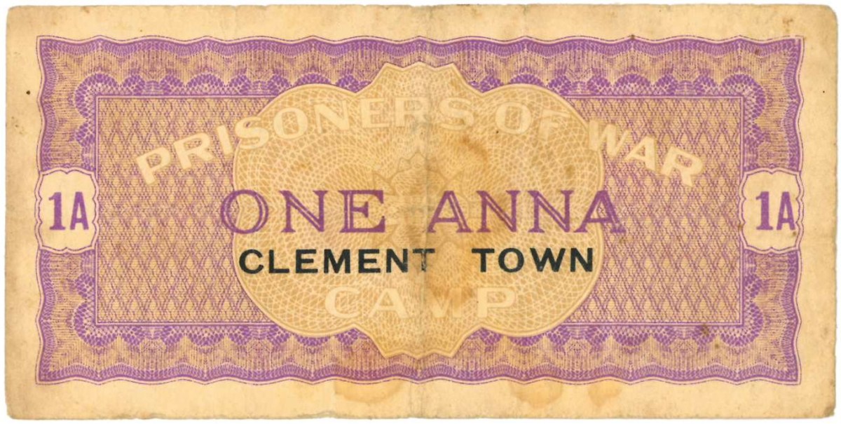 Clement Town - India. 1 anna. Bon. Type Prisoners of war camps. - Fine +.