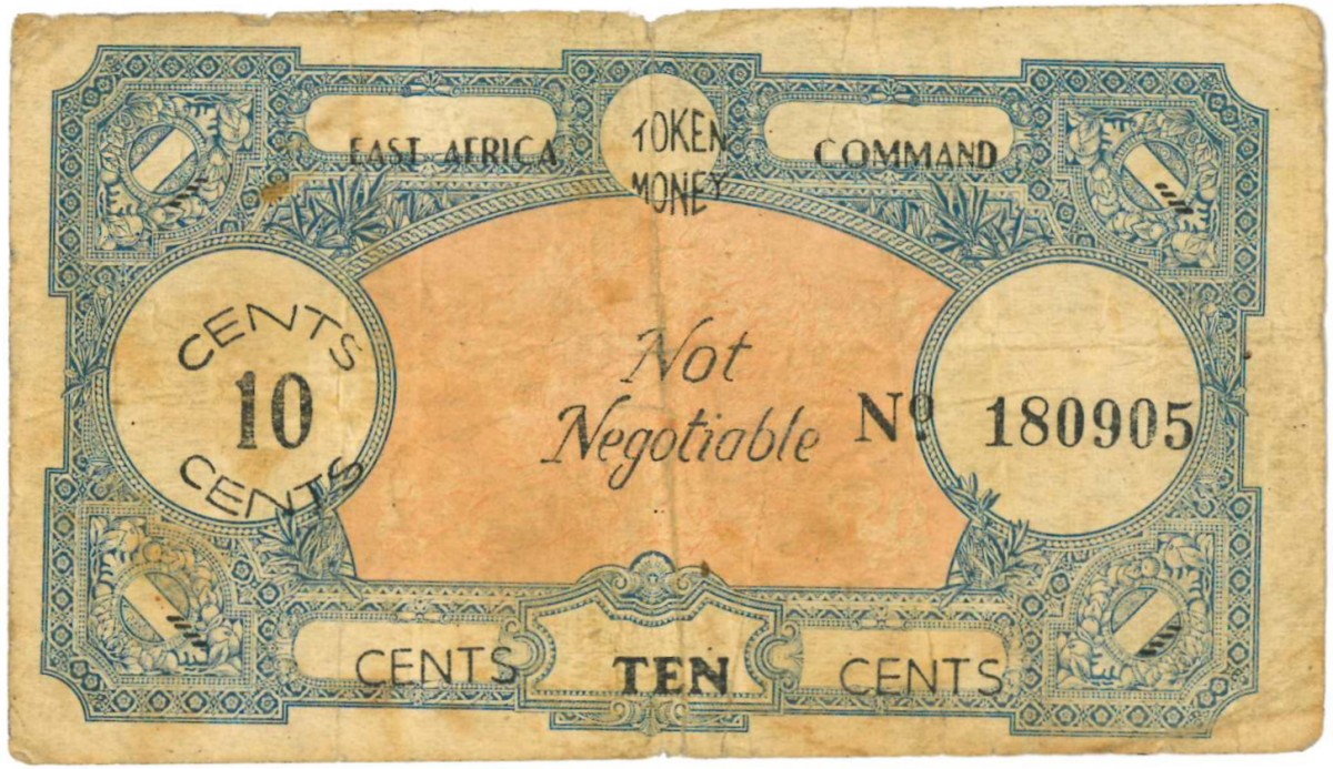 Great-Britain. 10 cents. Token money. Type ND. Type Prisoners of war camps Italian Somaliland. - Fine .