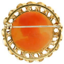 Vintage 18 kt. geelgouden broche bezet met camee.