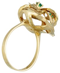 Vintage 14 kt. geelgouden ring bezet met chrysopraas.