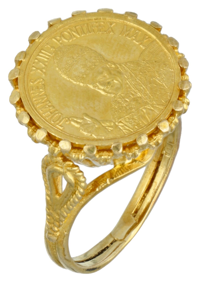 Vintage 14 kt. geelgouden muntring. 