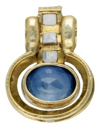 Vintage 14 kt. geelgouden hanger bezet met ca. 1.19 ct. saffier.