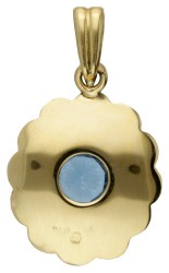 Vintage 18 kt. geelgouden hanger bezet met ca. 1.35 ct. synthetische spinel.