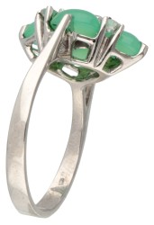 18 kt. Witgouden ring bezet met ca. 0.24 ct. diamant en chrysopraas.