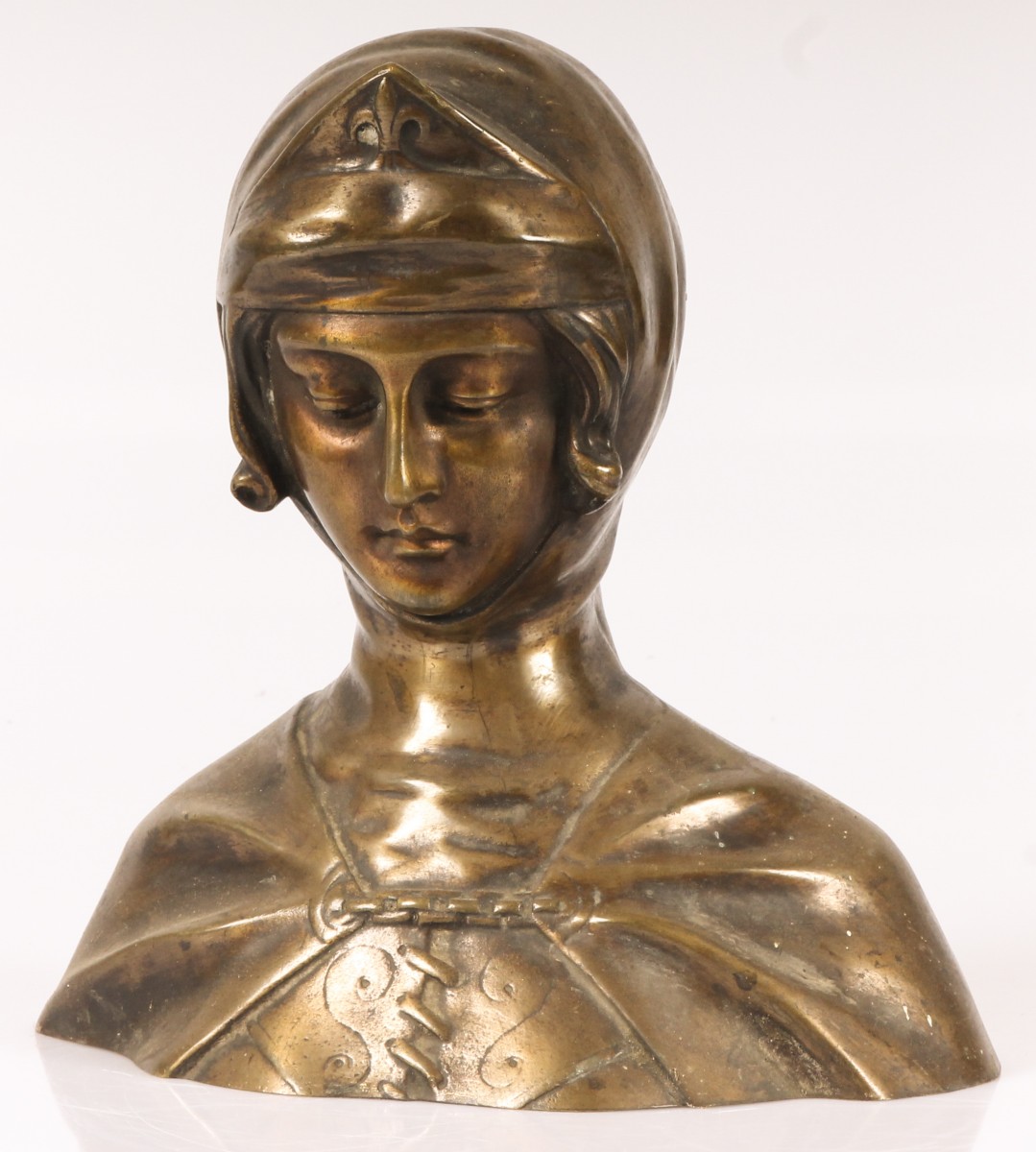 Een bronzen buste van een jongedame, Frankrijk, 20e eeuw.