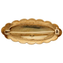 Vintage 14 kt. geelgouden broche bezet met bloedkoraal.