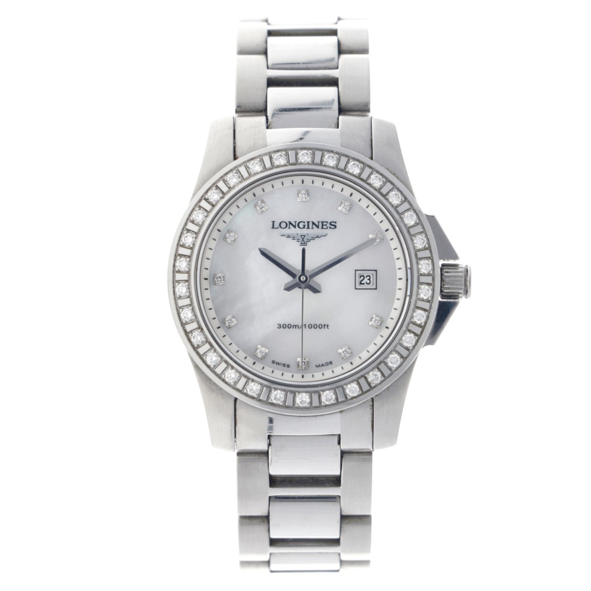 Longines Conquest Mother of Pearl Diamonds L3.258.0 - Dames polshorloge - ca. 2015.