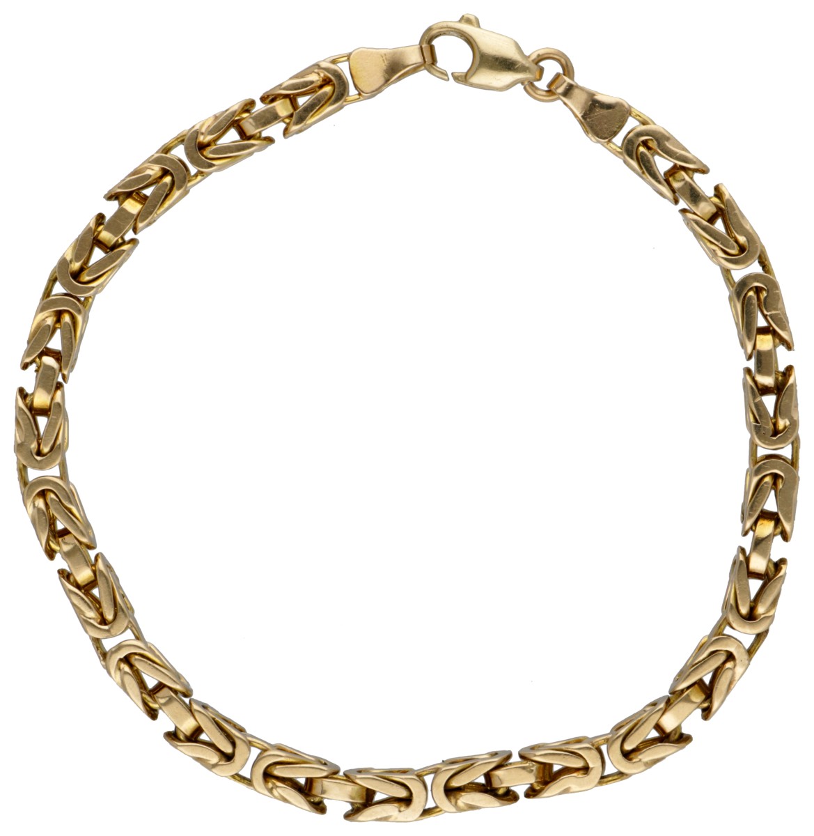 14 kt. Geelgouden koningsschakel-armband.