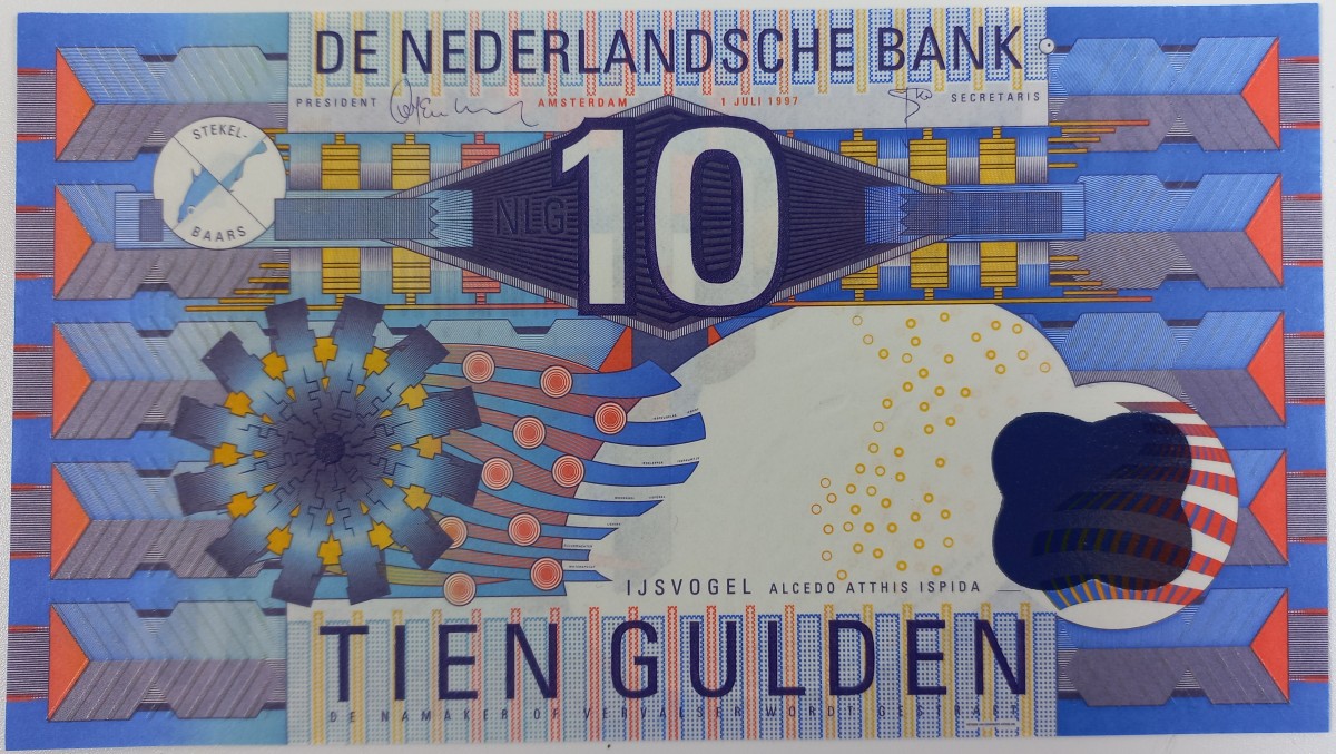 Nederland. 10 gulden . Bankbiljet. Type 1997. Type IJsvogel. - UNC.
