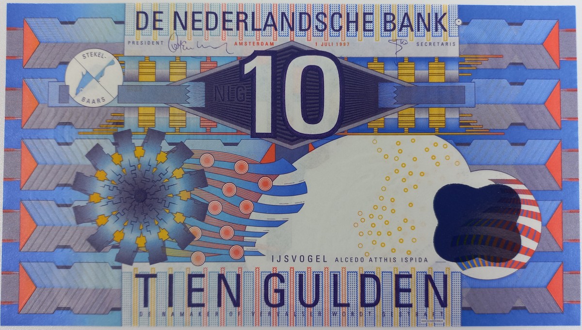 Nederland. 10 gulden . Bankbiljet. Type 1997. Type IJsvogel. - UNC.