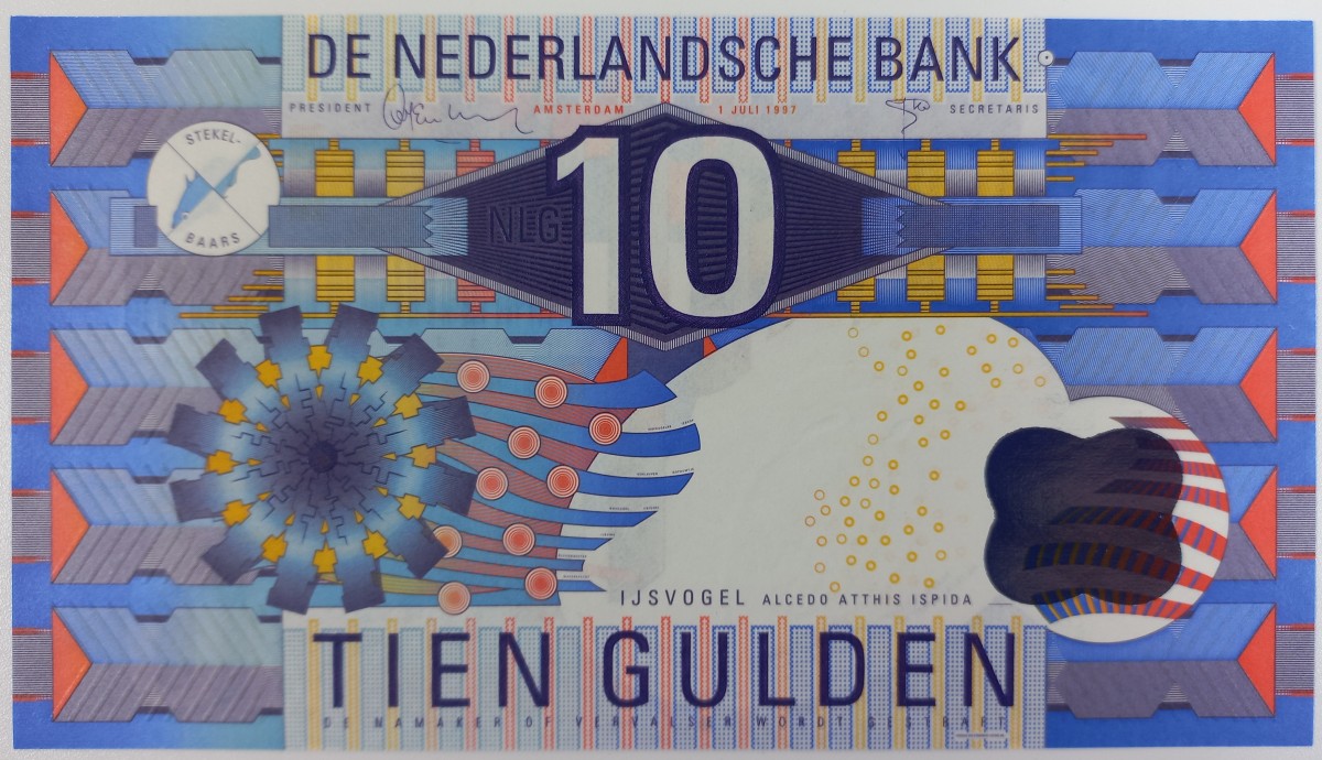 Nederland. 10 gulden . Bankbiljet. Type 1997. Type IJsvogel. - UNC.