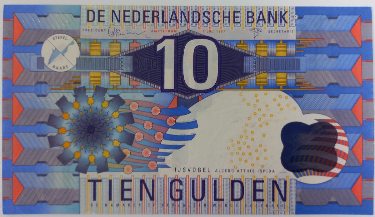 Nederland. 10 gulden . Bankbiljet. Type 1997. Type IJsvogel. - Prachtig +.