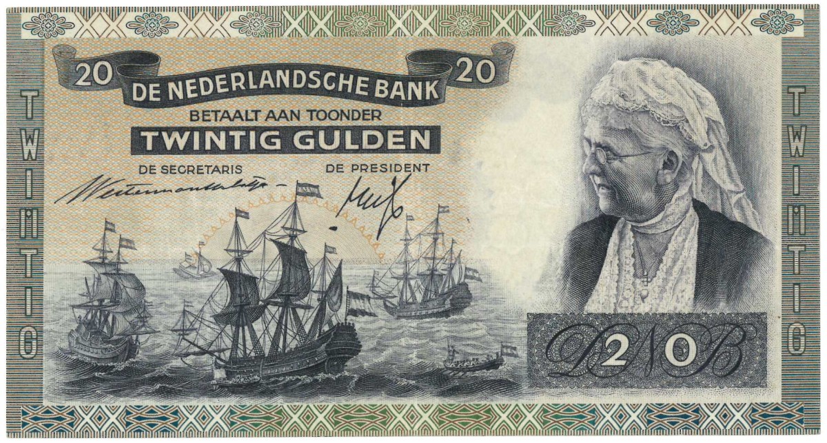 Nederland. 20 gulden . Bankbiljet. Type 1939. Type Emma. - Zeer Fraai.
