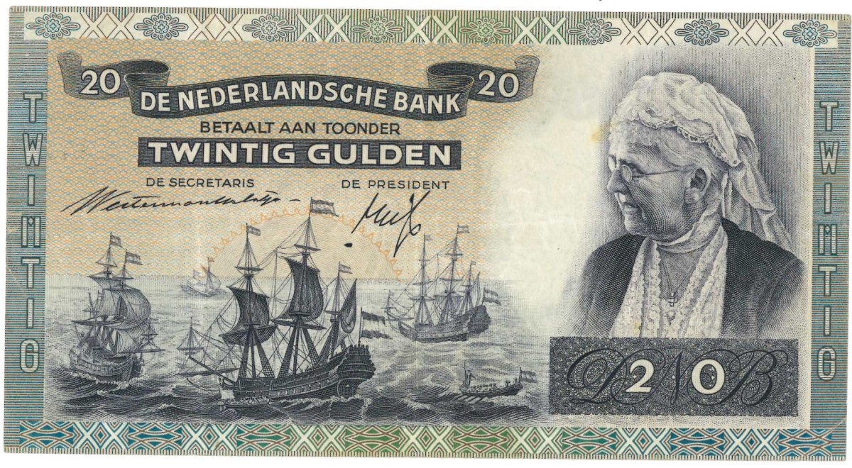 Nederland. 20 gulden . Bankbiljet. Type 1939. Type Emma. - Fraai / Zeer Fraai.