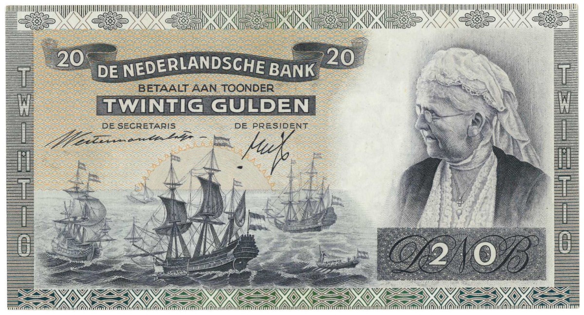Nederland. 20 gulden . Bankbiljet. Type 1939. Type Emma. - Zeer Fraai +.