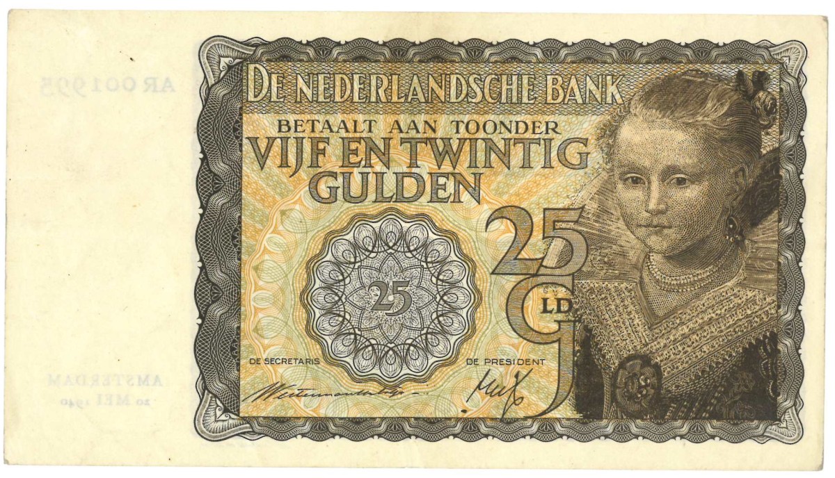 Nederland. 25 gulden . Bankbiljet. Type 1940. Type Prinsesje I. - Zeer Fraai.