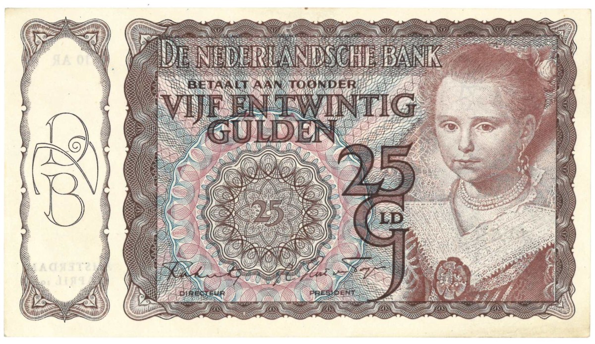 Nederland. 25 gulden . Bankbiljet. Type 1943 I. Type Prinsesje II. - Prachtig.