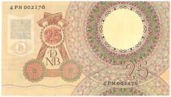 Nederland. 25 gulden . Bankbiljet. Type 1955. Type Huygens. - Zeer Fraai -.
