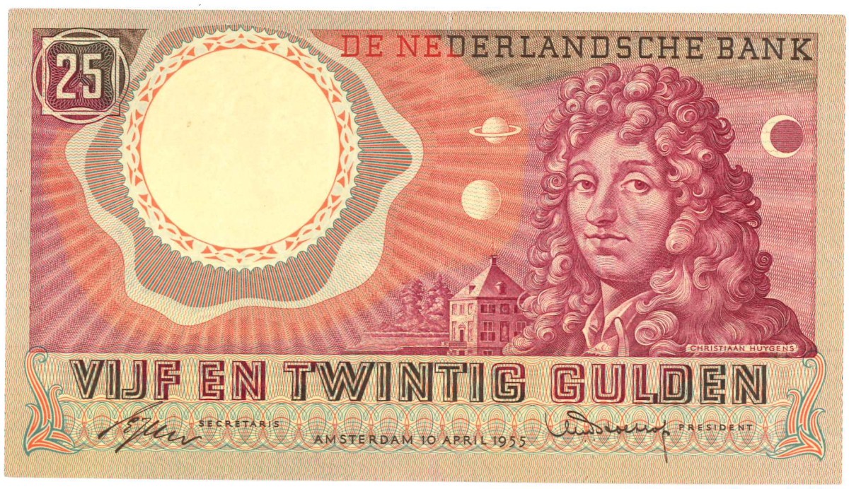 Nederland. 25 gulden . Bankbiljet. Type 1955. Type Huygens. - Zeer Fraai -.
