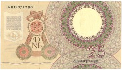 Nederland. 25 gulden . Bankbiljet. Type 1955. Type Huygens. - Fraai +.