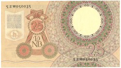 Nederland. 25 gulden. Bankbiljet. Type 1955. Type Huygens. - Fraai +.