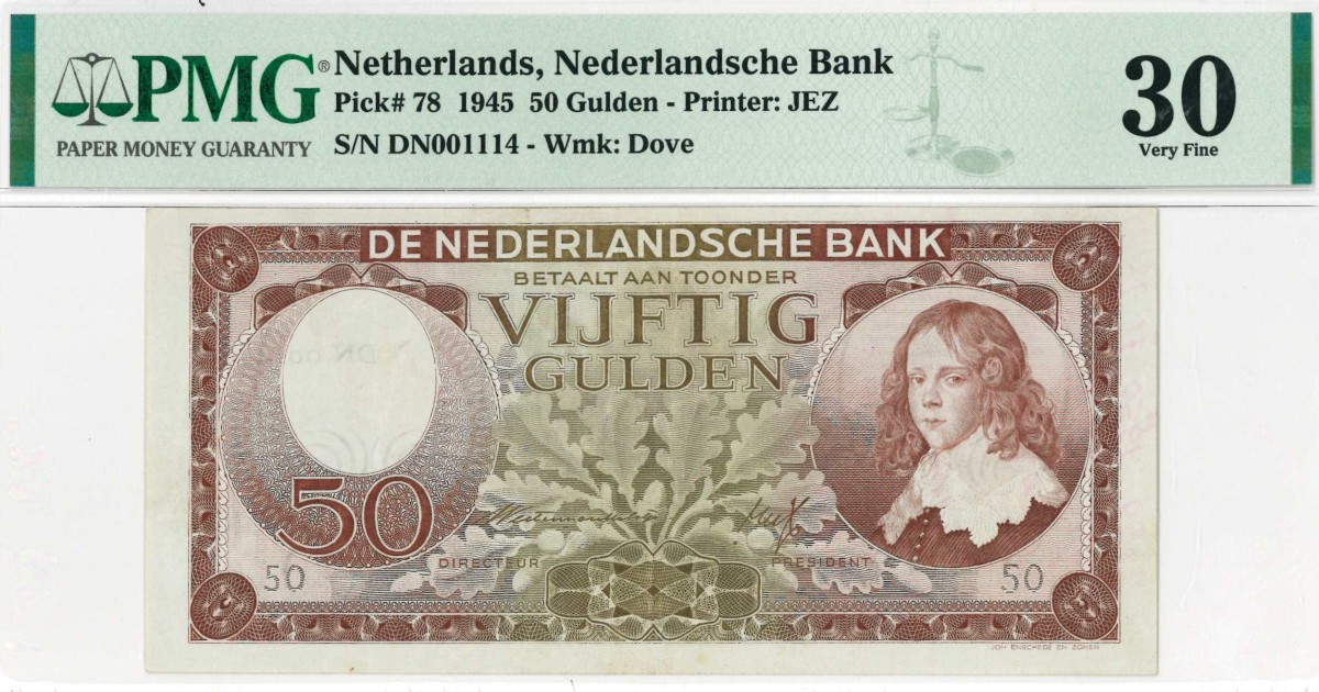 Nederland . 50 gulden . Bankbiljet. Type 1945. Type Stadhouder Willem II. - Zeer Fraai.