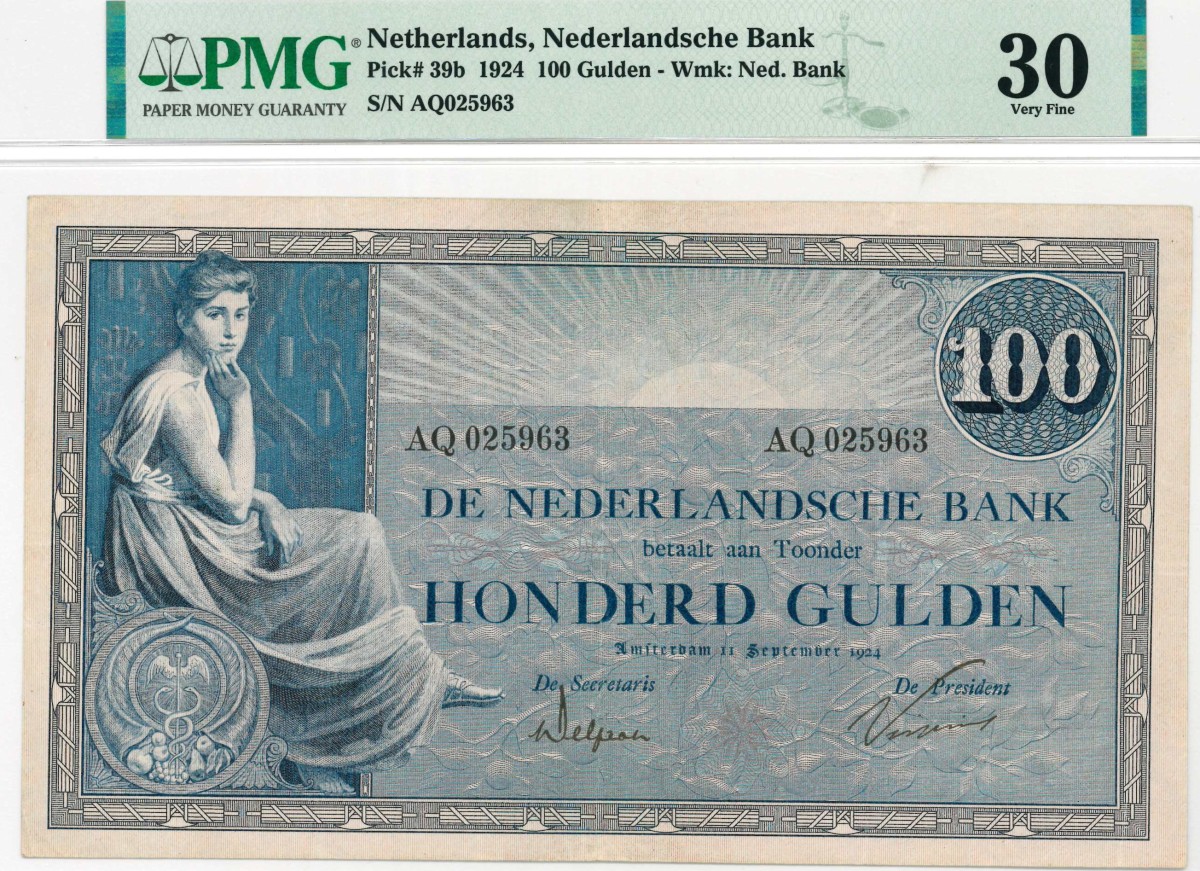 Nederland. 100 gulden. Bankbiljet. Type 1921. Type Grietje Seel. - Zeer Fraai.
