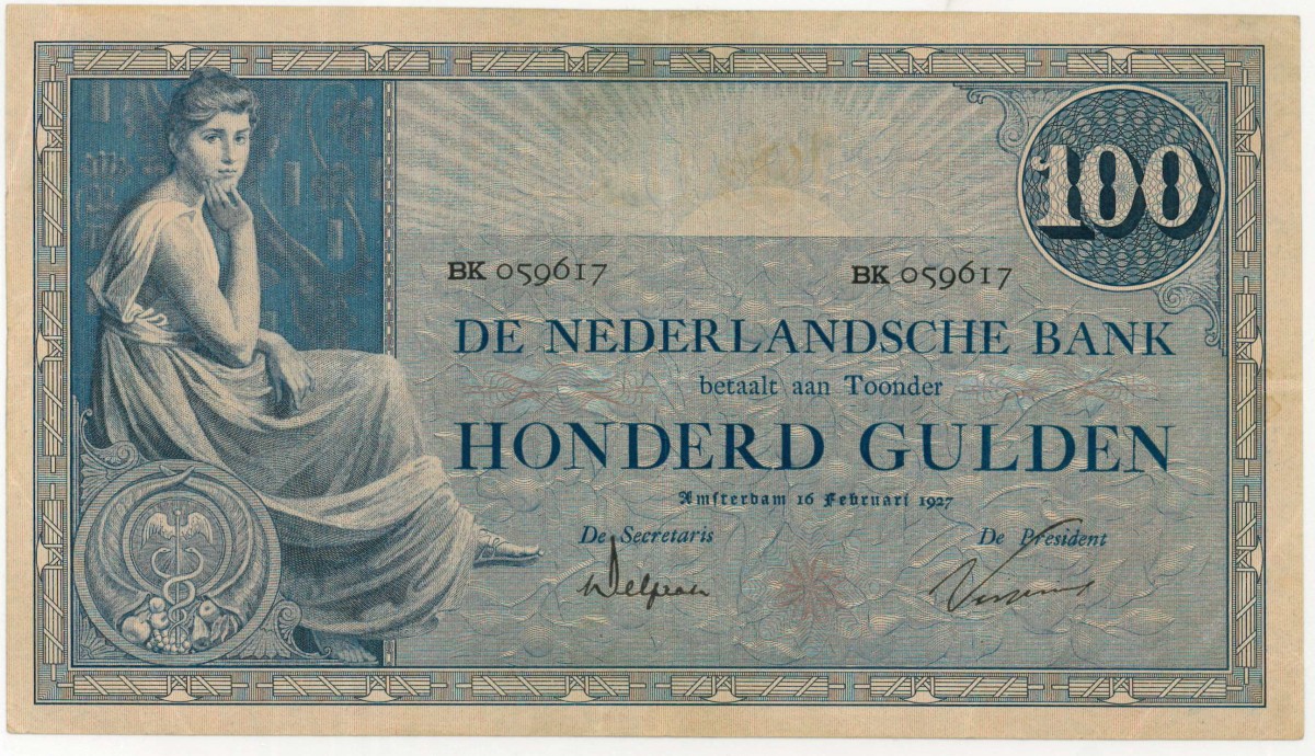 Nederland. 100 gulden . Bankbiljet. Type 1921. Type Grietje Seel. - Zeer Fraai.