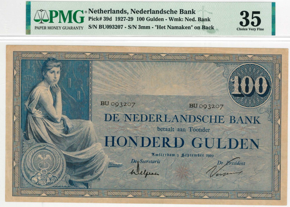 Nederland. 100 gulden . Bankbiljet. Type 1921. Type Grietje Seel. - Zeer Fraai.