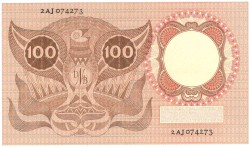Nederland. 100 gulden . Bankbiljet. Type 1953. Type Erasmus. - Zeer Fraai +.