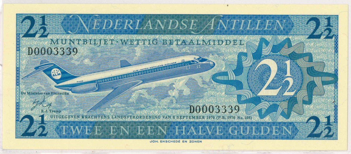 Netherlands-Antilles. 2½ gulden . Currency note. Type 1970. - UNC.