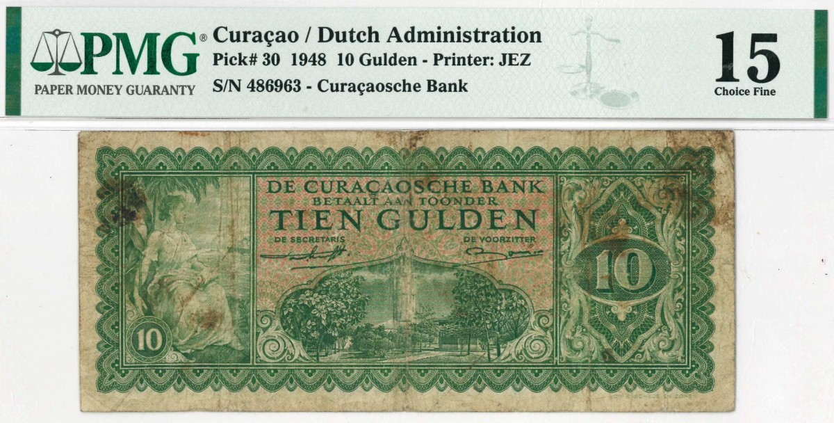 Curacao. 10 gulden . Banknote. Type 1948. - Fine .