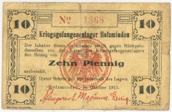 Germany. 1 / 2/ 10 pfenning. Banknote. Type 1915. Type Holzminden. - Good – Very fine.