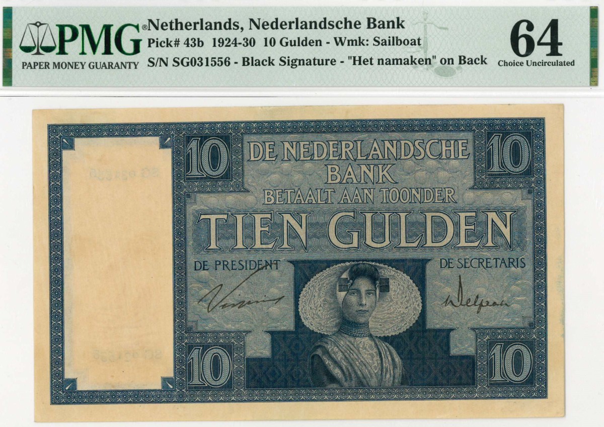 Nederland. 10 gulden . Bankbiljet. Type 1924. Type Zeeuws meisje. - UNC.