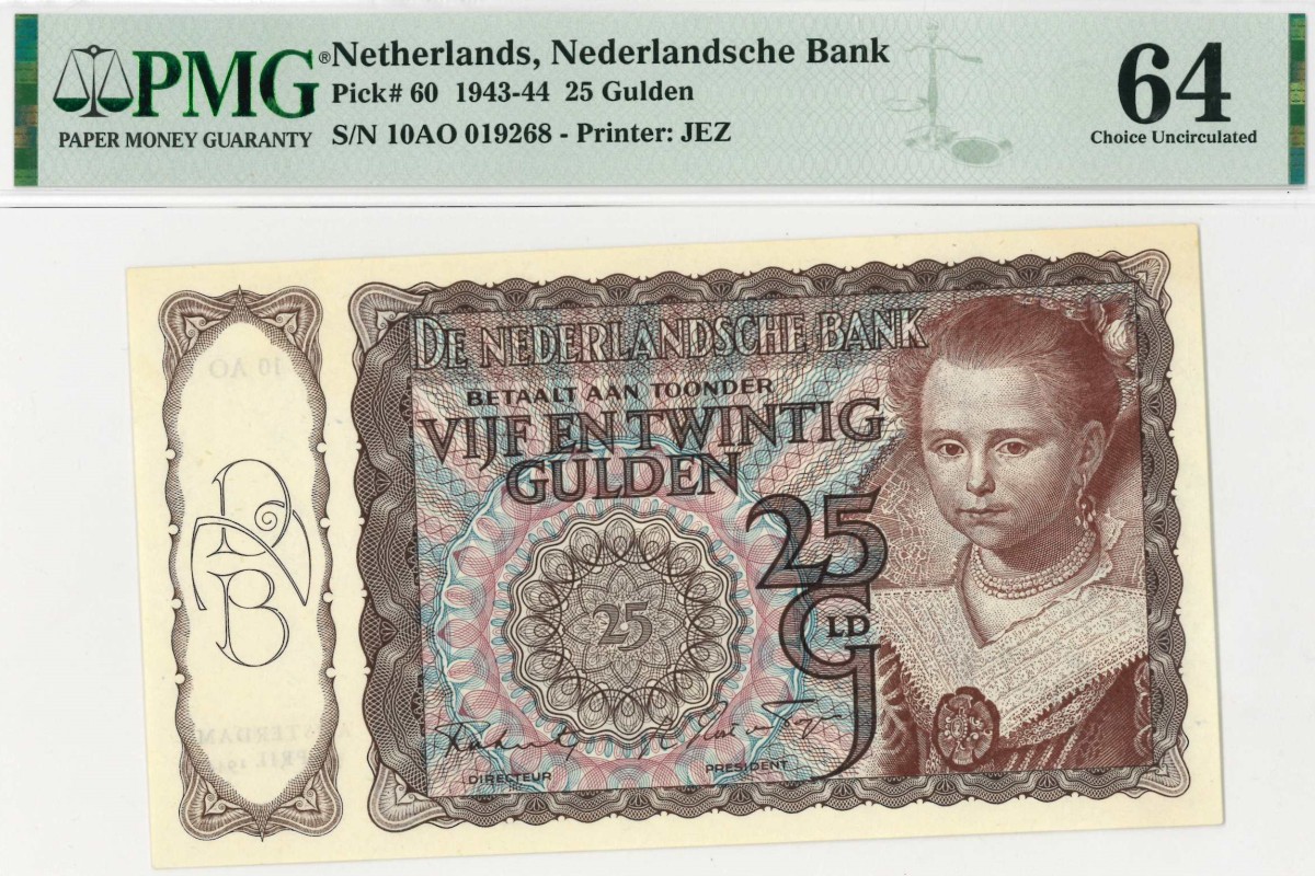 Nederland. 25 gulden . Bankbiljet. Type 1943 I. Type Prinsesje II. - UNC.