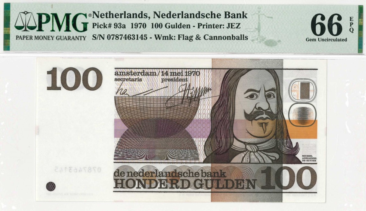 Nederland. 100 gulden. Bankbiljet. Type 1970. Type Michiel de Ruyter. - UNC.