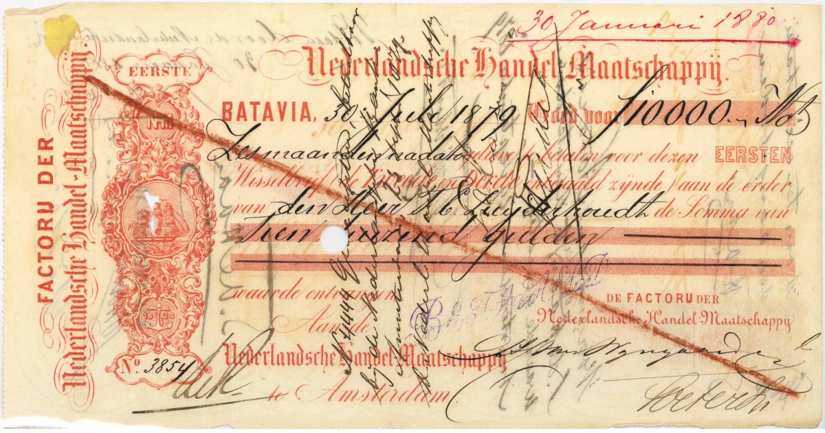Netherlands-Indies. 10000 gulden. bill of exchange. Type 1879. Type Batavia. - Fine -.