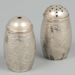 Peper- & zoutstel (Chinees export) zilver.