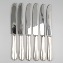 6-delige set dinermessen zilver.