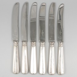 6-delige set dinermessen Haags lofje zilver.