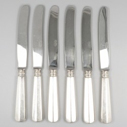 6-delige set dinermessen Haags lofje zilver.