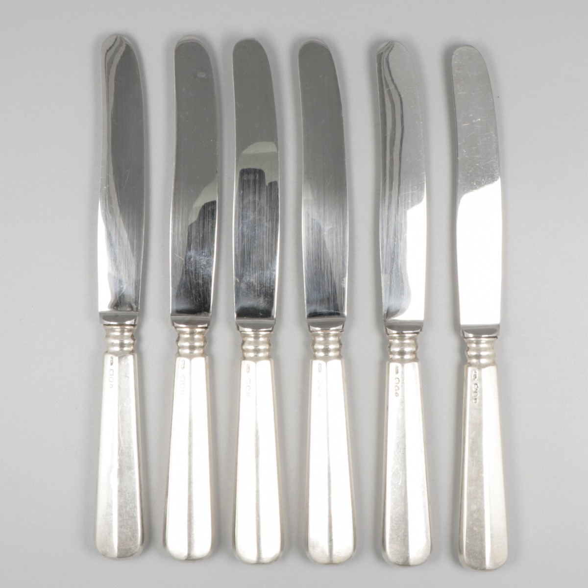 6-delige set dinermessen Haags lofje zilver.