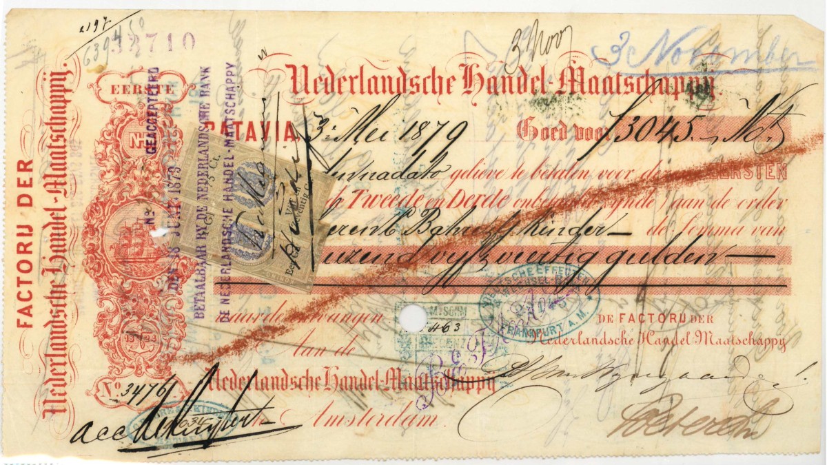 Netherlands-Indies. 3045 gulden. bill of exchange. Type 1879. Type Batavia. - Fine -.