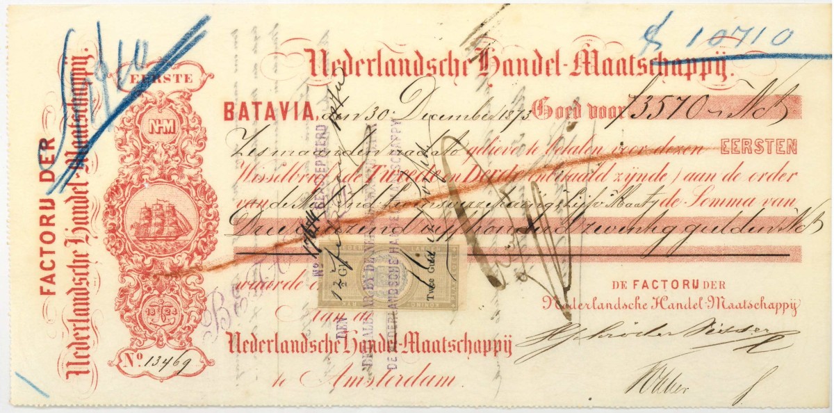 Netherlands-Indies. 3570 gulden. bill of exchange. Type 1873. Type Batavia. - Very fine.